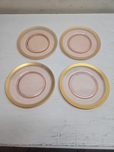 Set Of 4 Pink Rose Gold Encrusted 7.5 In Plates