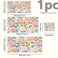 40 90cm1pc Large Non-Slip Washable Floral Mouse Pad - Vibrant Pink, Yellow, Gree