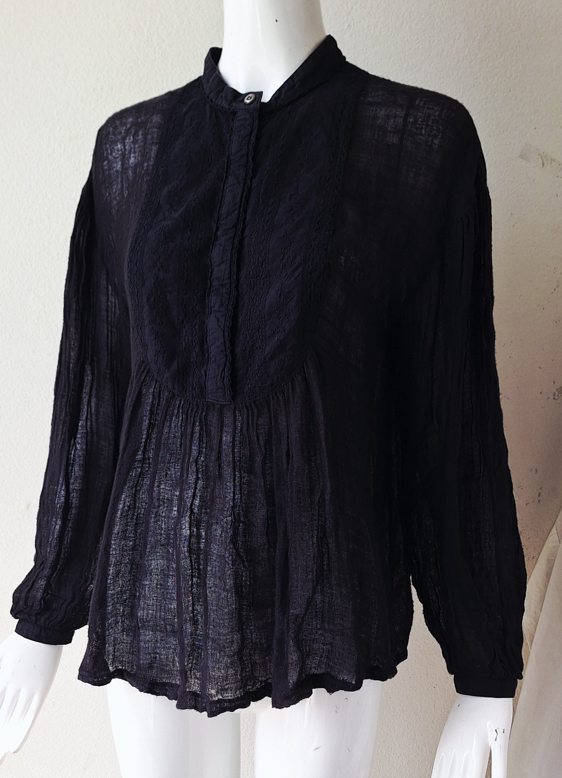 Cosmic Wonder Light Source Blouse in Black Gauze Cotton One Size Japan Brand