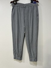 ZARA Gray Track Jogger Pants Women  s Size Large L Drawstring Cuffed EUC