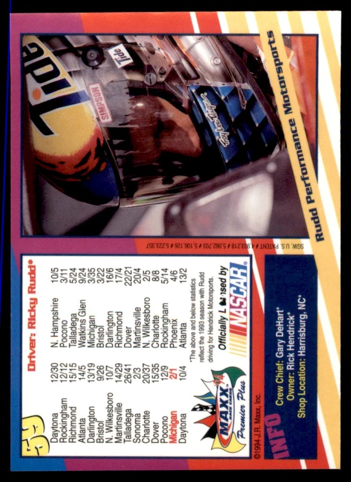 1994 Maxx Premier Plus Rudd Performance Motorsports Rudd Performance Motorsports - Image 2 of 2