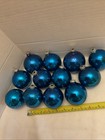12 Vintage Glass Christmas Tree Balls Ornaments 2.5" Blue Metal Caps RETRO -Z — photo 3
