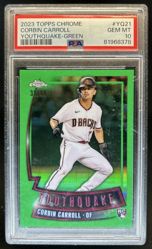 2023 Topps Chrome Corbin Carroll Youthquake Green Refractor RC #/99 PSA 10