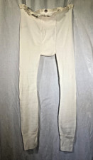 vintage long johns Thermal union suit Pants cotton blend Pajamas white M bottoms
