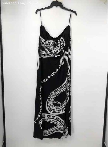 White House Black Market Womens Black White Sleeveless Maxi Dress Size Large
