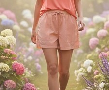 Fabletics Size S Shorts Peach Elastic Waist Drawstring Mesh Liner Activewear