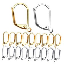 100 Pieces Leverback Earring Hooks French Earwires Replacement Gold and Silver