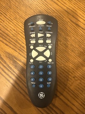 GE Universal Remote Control TV DVD VCR CBL SAT Tested Working Black  - VG
