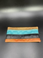 Vintage Naughahyde 1970s Retro Multicolored Striped Zipper Pouch/ Wallet
