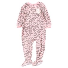 Carters Infant Girls Pink Gray Leopard Animal Print Fleece Sleeper Pajama 24 MO