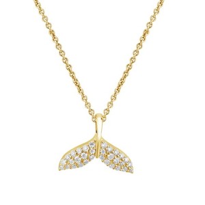 Authentic Fish Tail Pendant 0.19ct Moissanite Mermaid Necklace 14k Yellow Gold Plated 925