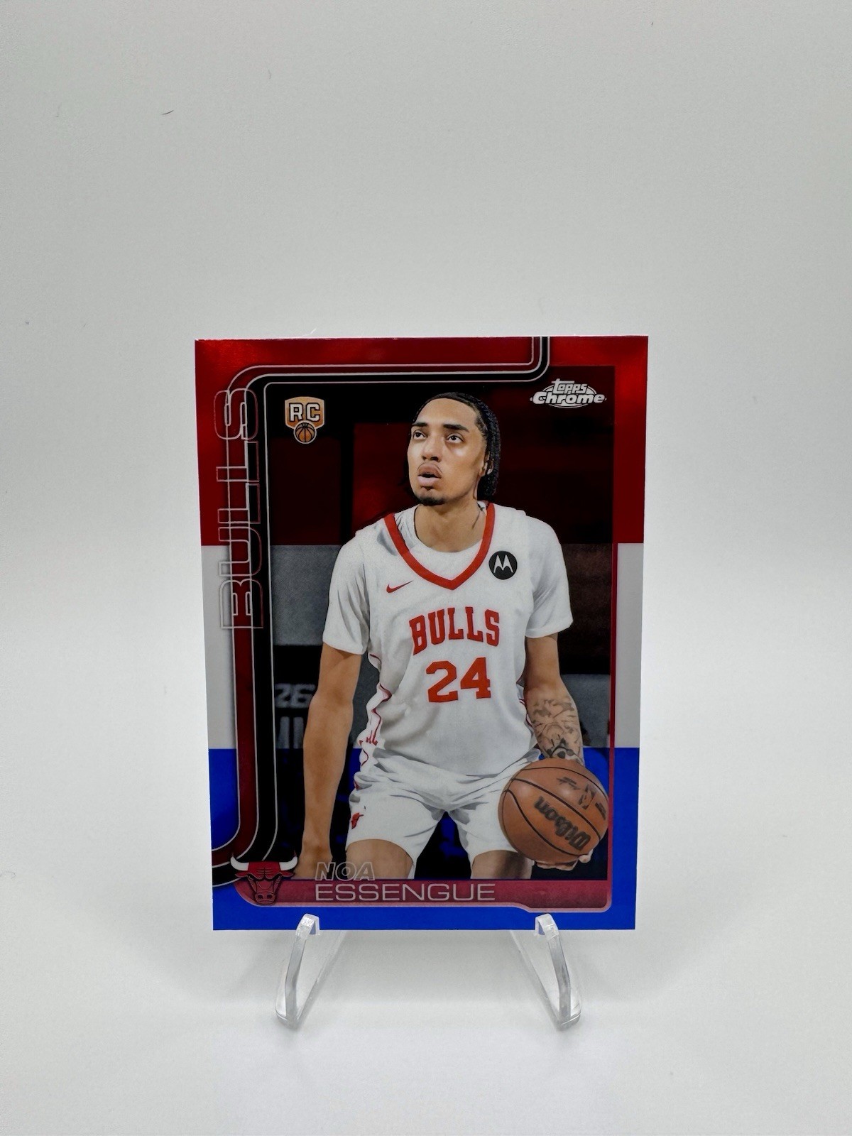 2025-26 Topps Chrome - Noa Essengue #262 Red White & Blue Refractor (RC)