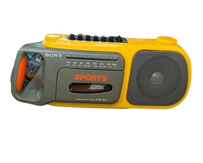 Vtg 1990s Sony Cfm-104 Yellow Cassette Tape Player Stereo Boombox