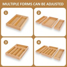 Bamboo Expandable Kitchen Drawer Organizer Silverware Utensil