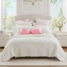 Armoire Collection Twin/Twin Extra Long Ruffle Quilt White