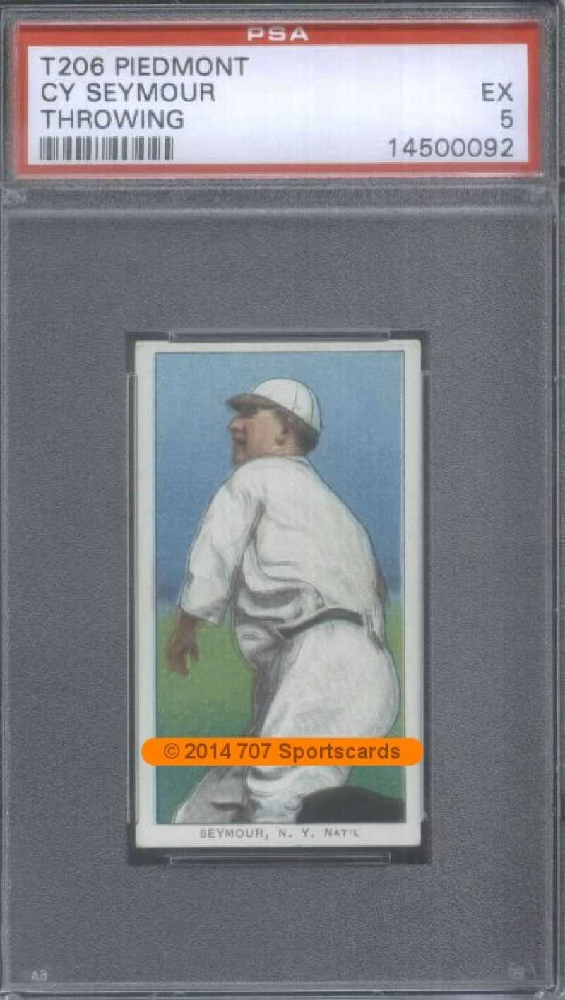 1909-11 T206 Cy Seymour PSA 5 Piedmont 460 25 Throwing  (0092)