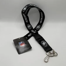 Pro Specialties Group NFL San Francisco 49ers Black Lanyard Keychain Id holder