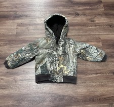 Carhartt Boys 3T Camo Hooded Insulated Full Zip Jacket Fall Winter