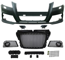 Audi A3 08-12 Front Bumper With Headlight Wash & Grilles RS3 Style (6724)