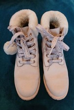 Women's Timberland Premium 6in WP Shearling Light Pink Nubuck Ankle Boots In VGC