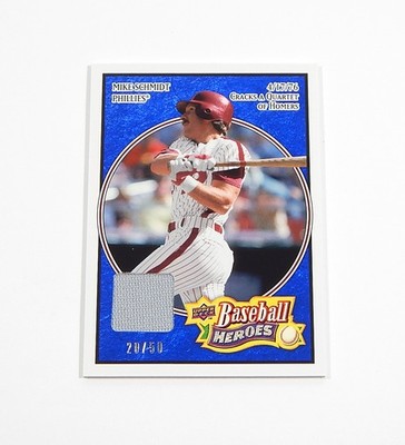 2008 Upper Deck Heroes Jersey Navy Blue Mike Schmidt #138 GU Jersey #'d /50
