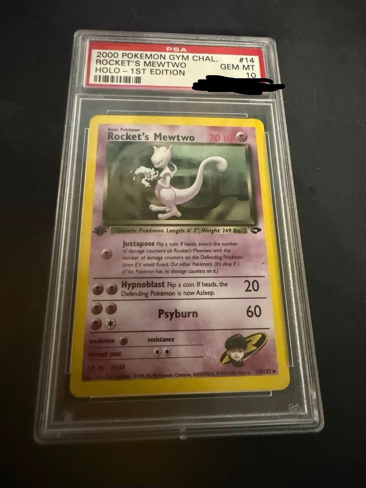 Rocket's Mewtwo 14/132 Gym Challenge Holo - 1st Edition PSA 10