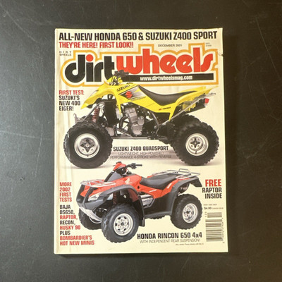 Dirt Wheels Magazine December 2001 Honda 650 Suzuki Z400 Yamaha ATV Issue