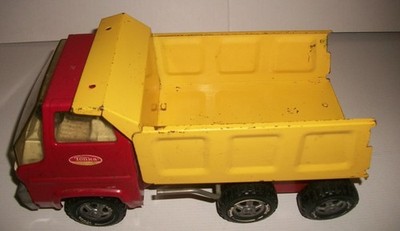Tonka vintage c. 1973 Dump Truck rare white letter 6-wheel tires moves liftup VG