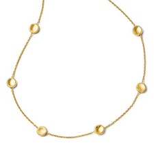 14k Yellow Gold Italian Concave Beaded Station Necklace, 18 Inch