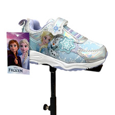 Disney Frozen Toddler Girls Slip-on Sneakers Size 9 Silver Light Blue Lavender