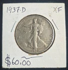 Better 1937-D US Walking Liberty 90% Silver Half Dollar