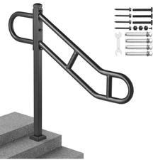 VEVOR Single Post Handrail for Outdoor 1-3 Step 40.5" Stair Handrail Floor Mount