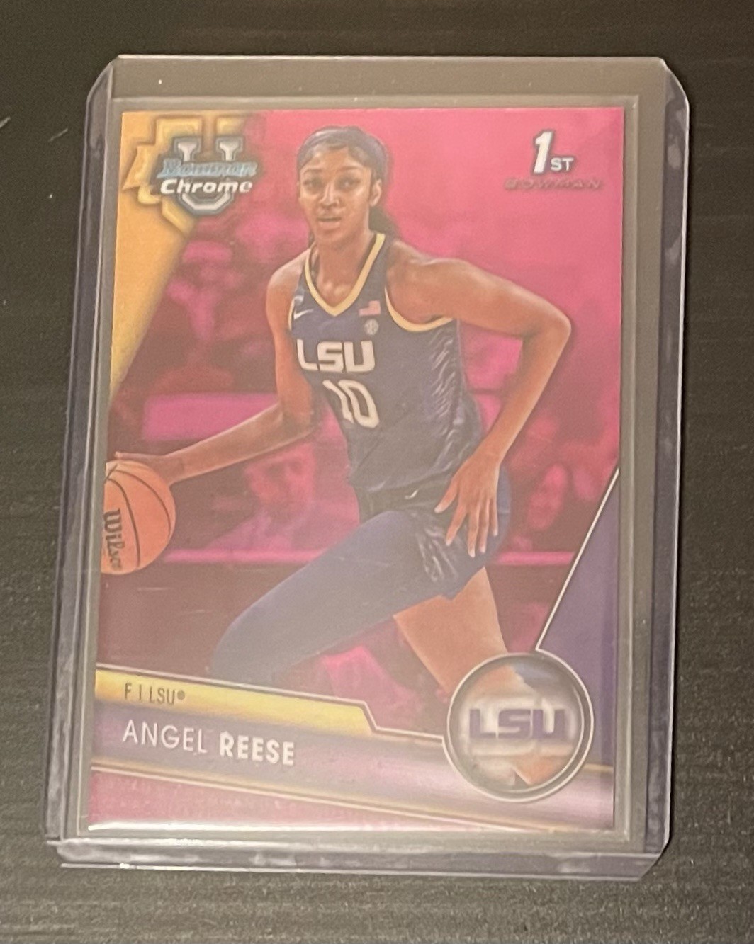 2023-24 Bowman University Chrome - Angel Reese #49 Pink Refractor (RC)