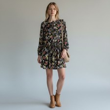 Banana Republic Multicolor Abstract Print Mini Dress S Long Sleeve