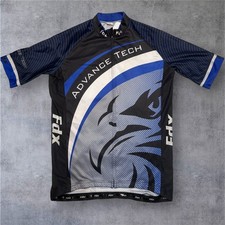 FDX Pro Cycling Jersey Shirt Size L Blue White With Rear Pocket