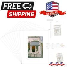 Pack of 10, Acid-Free White Pre-Cut 8x10 Picture Mat for 5x7 Photo with White...