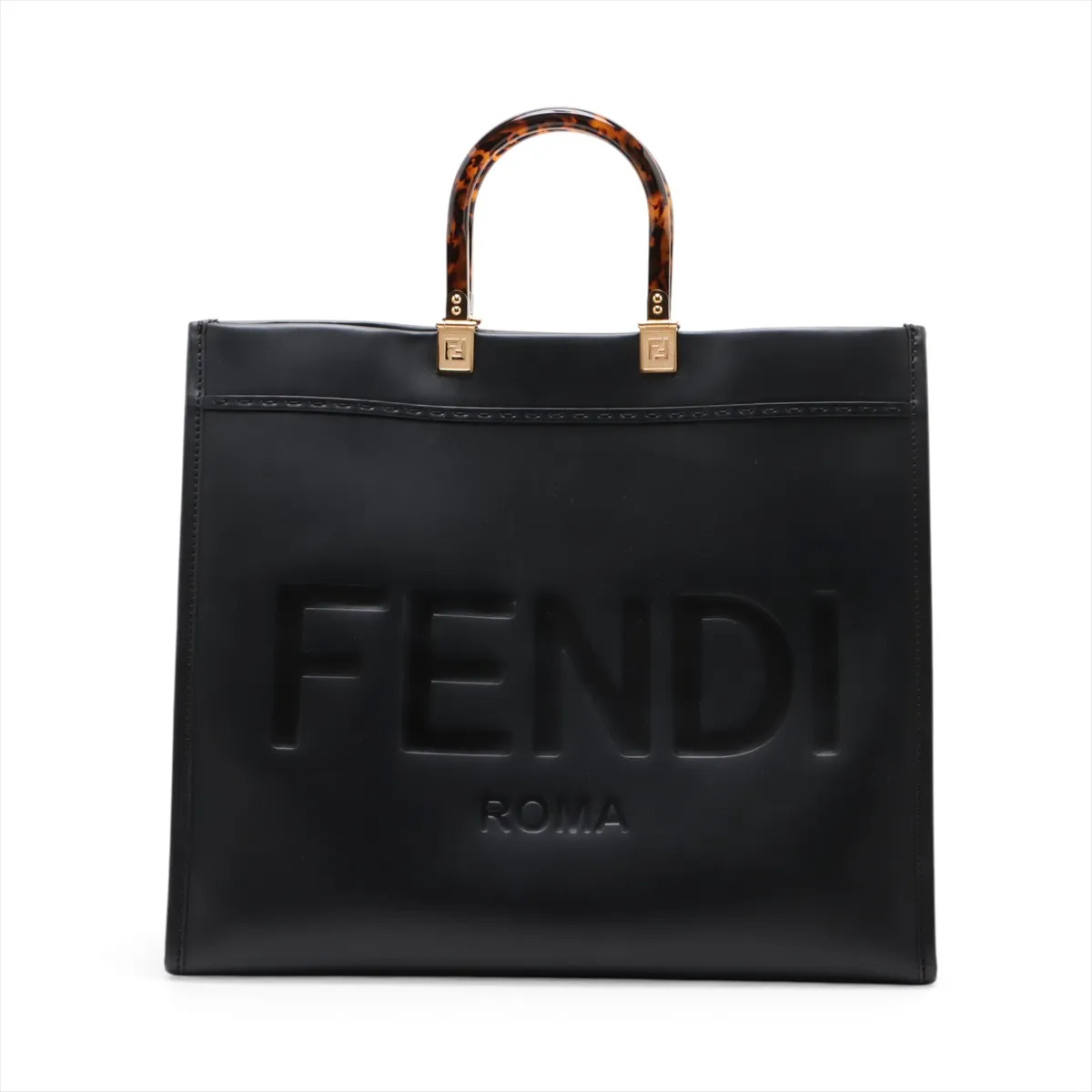 Fendi Sunshine Leather Tote bag Black 8BH372