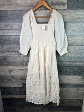 Free People Perfect Storm Midi Dress Size XS Ivory Boho Eyelet Embroidered