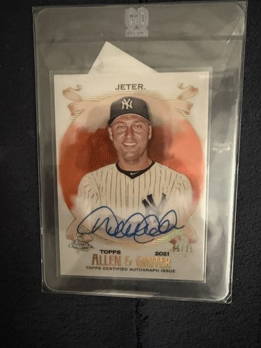 Derek Jeter [Orange Refractor] #AGA-DJ 2021 Topps Allen & Ginter Chrome Autographs card