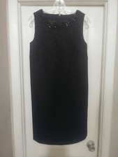 Attention: Women's Black Polyester Floral Sleeveless Zip-Up Dress Size 4