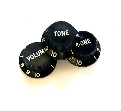 Original Fender Black SC Knob Set Light Aged to fit Stratocaster  