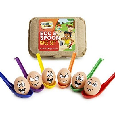 KreativeKraft Ei und Löffel Rennset, Garten Outdoor Spielzeug Familie Party Spiele Set