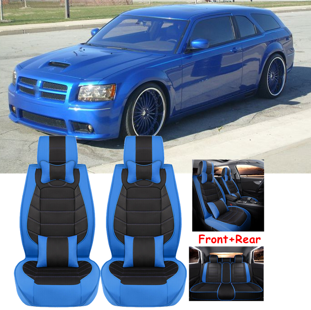 PU Leather Car Seat Cover 5-Seat Full Set Front Rear Cushion For Dodge Magnum