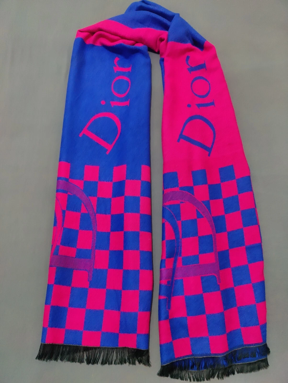 Authentique Christian Dior écharpe châle étole multicolore logo DD étiquette silencieux unisexe