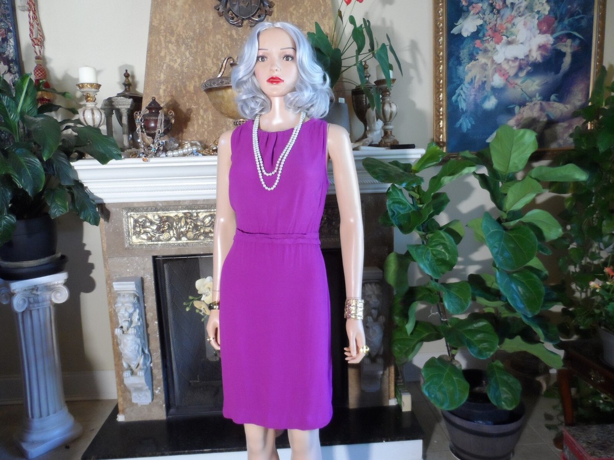 kate spade purple dress Kate Spade NY Purple Gathered Neckline Sheath Dress SIze M