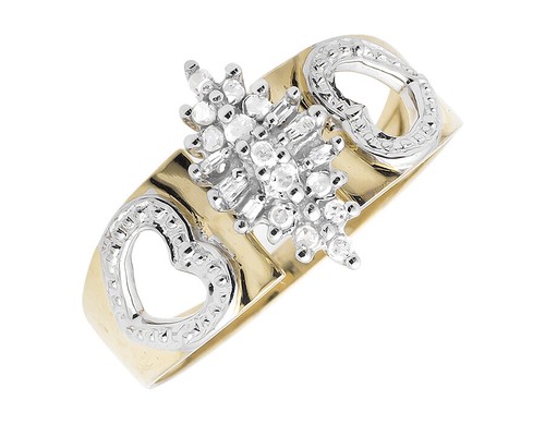 10K Yellow Gold Marquise Composite Heart Genuine Diamond Engagement Ring 0.25ct. - 第 1/4 張圖片