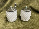 Vtg George Thompson Co. Hobnail Milk Glass Salt & Pepper Grinder Cottage Core