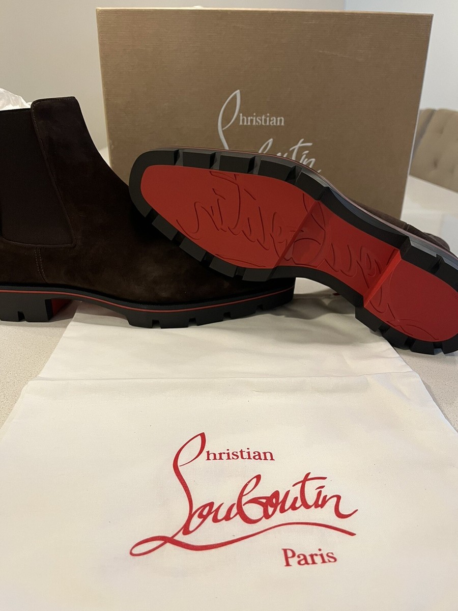 Christian Louboutin Alpinosol Lug Brown Suede Chelsea Boot