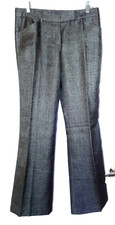Elie Tahari Dressy Shimmer Flare Pants-M/10, mottle gray sheen