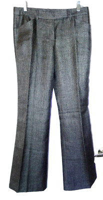 Elie Tahari Dressy Shimmer Flare Pants-M/10, mottle gray sheen